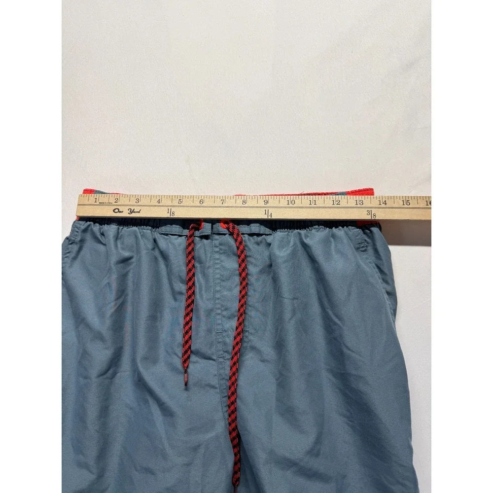 Nike‎ Board Shorts Mens Medium Smoky Gray Red Swoosh Logo Swimwear Drawstring